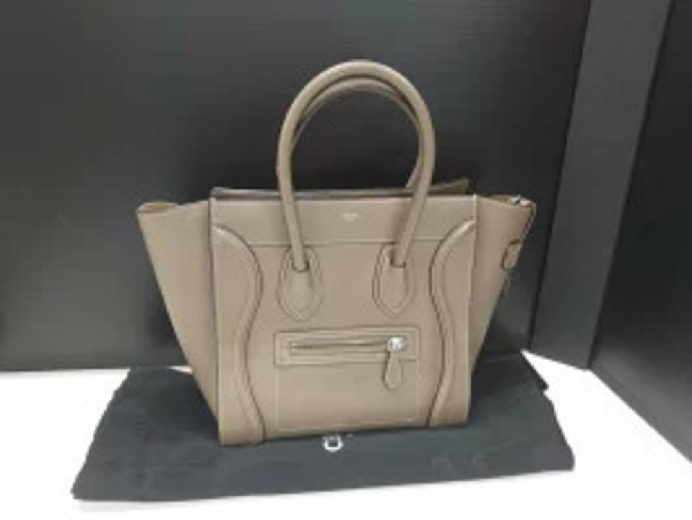 Celine Luggage tote taupe drummed calfskin Tan